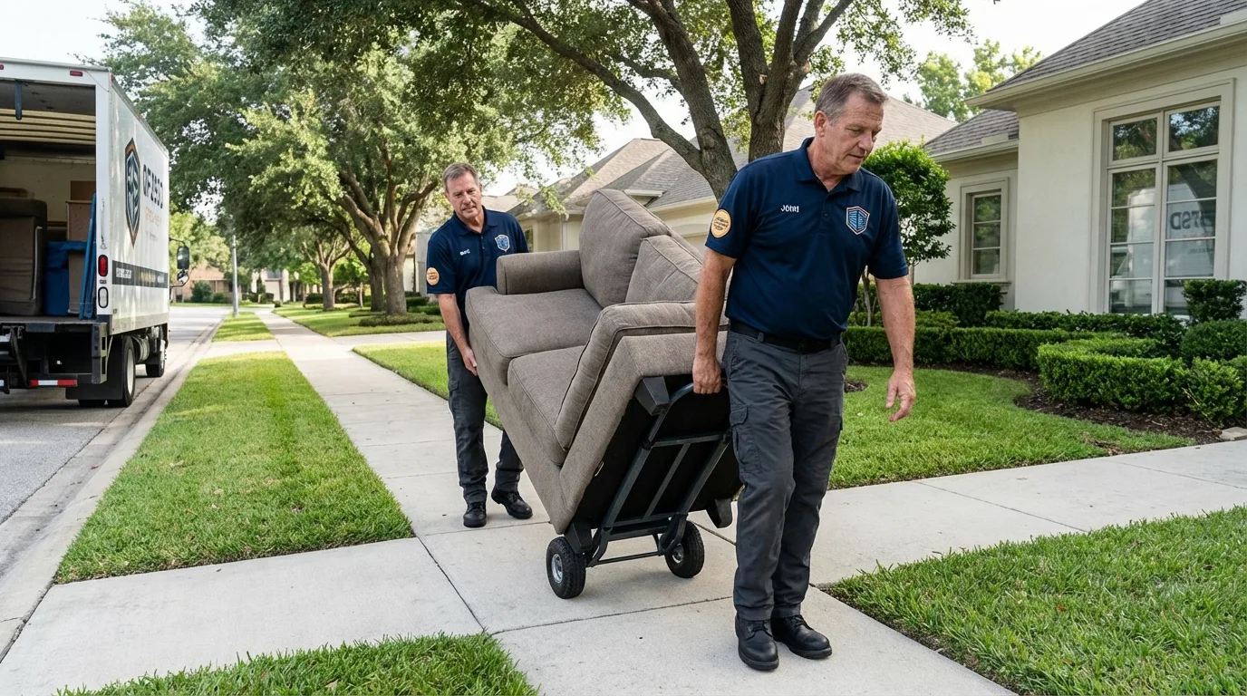 Local residential moving crew loading furniture in Hopkins, SC