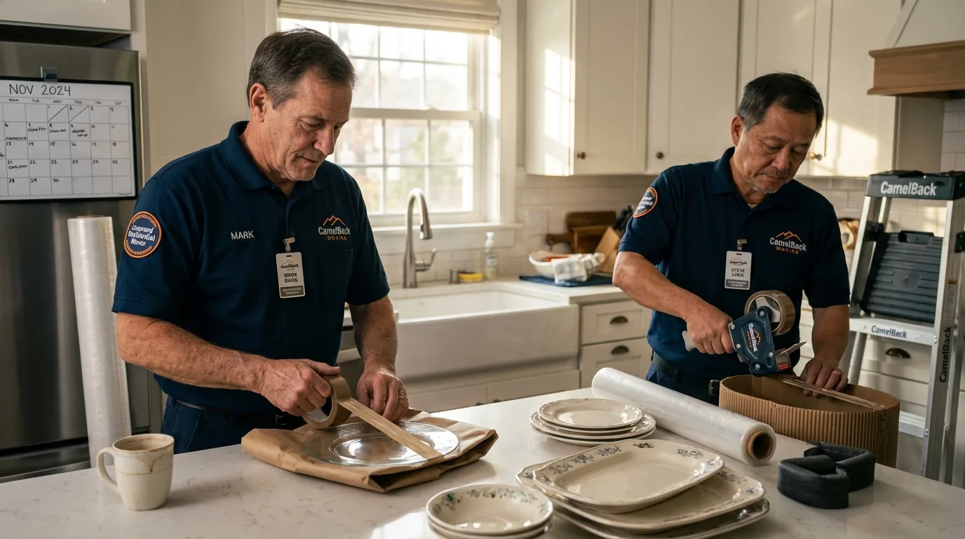 Professional crew packing kitchen dishware in Hopkins, SC